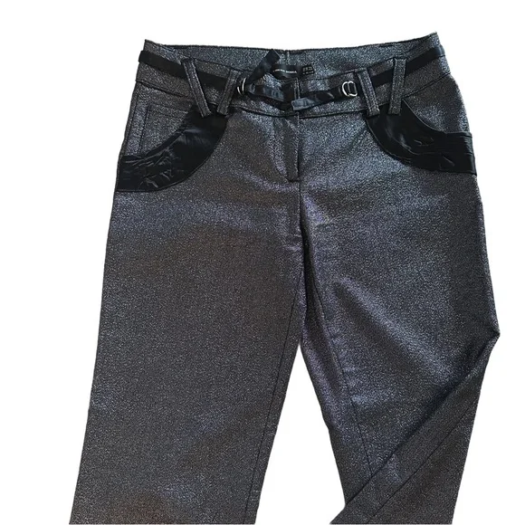 Y2K Metallic Silver Shimmer Pants – Low Rise Statement Trouser - Picture 11 of 15